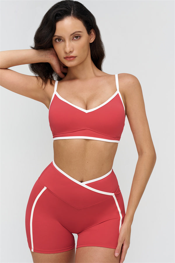 The Crave Contrast Sports Bra Shorts 2-Piece Set