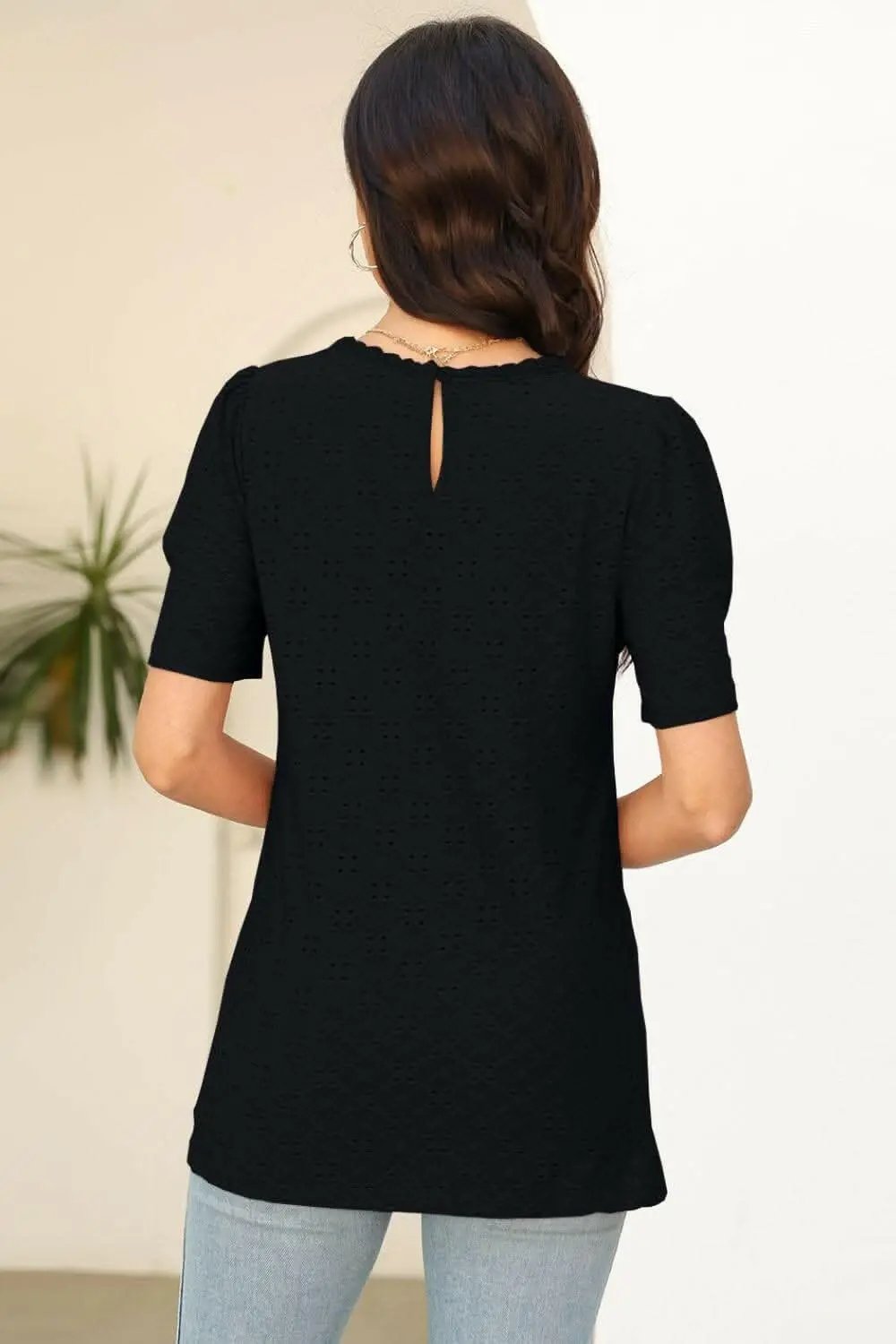 Trendsi just arrived - Elegant Eyelet T-Shirt - Comfort & Style
