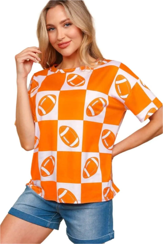 Football Tee - Haptics Checkered - Casual Top