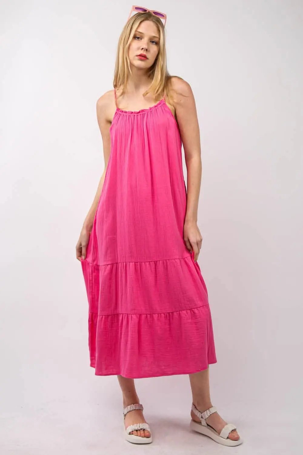 Trendsi Very J Ruffled A-Line Midi Cami Dress for Summer E