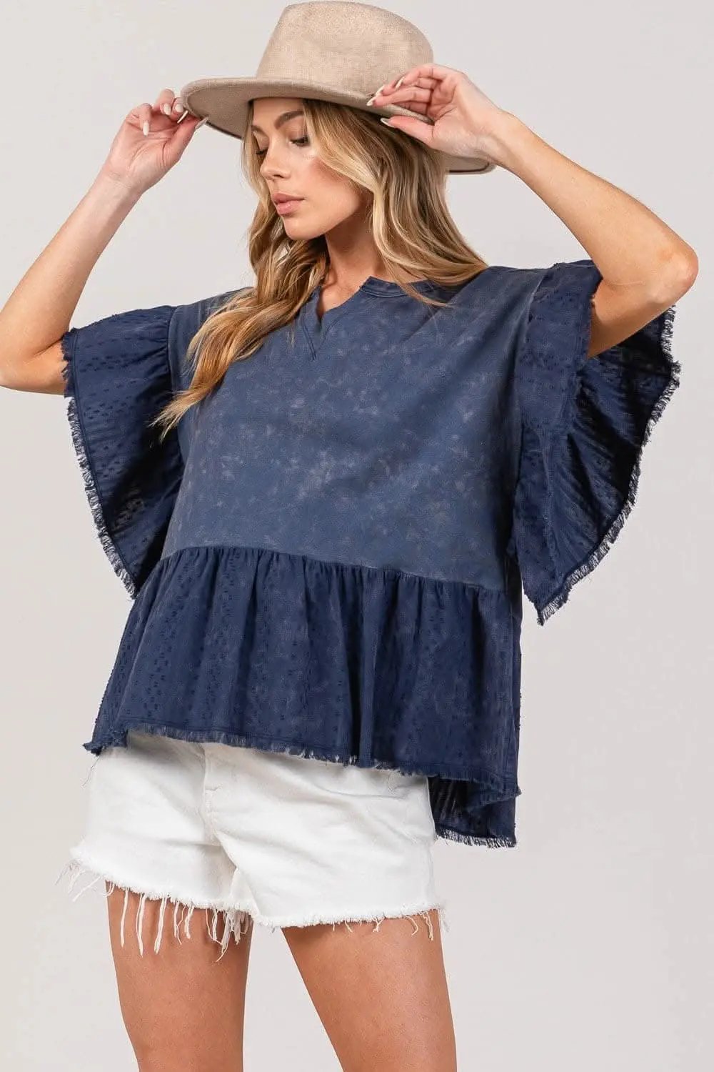 Blouse - Ruffle Sleeve - Sage + Fig Print
