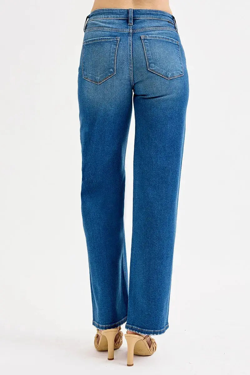 Boyfriend Jeans - Mid Waist Distressed - Women's Plus Size