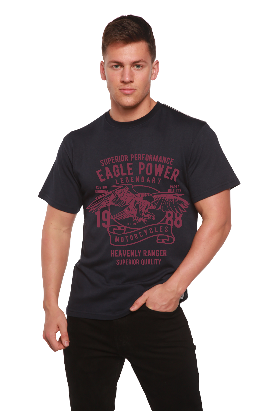Eagle Power Men's Bamboo Viscose/Organic Cotton Short Sleeve Graphic T-Shirt