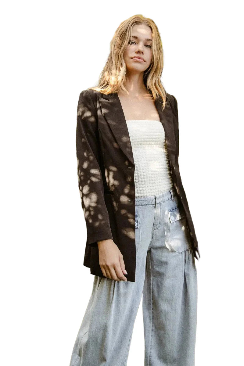 Single Breasted Peaked Lapel Blazer