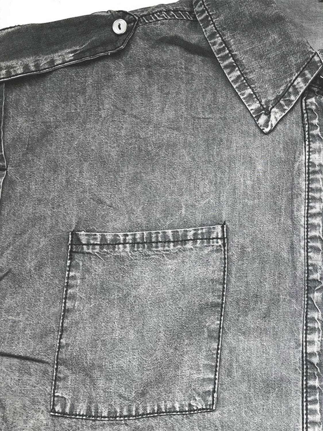 Trendsi Premium Chic denim collared top, cap sleeves