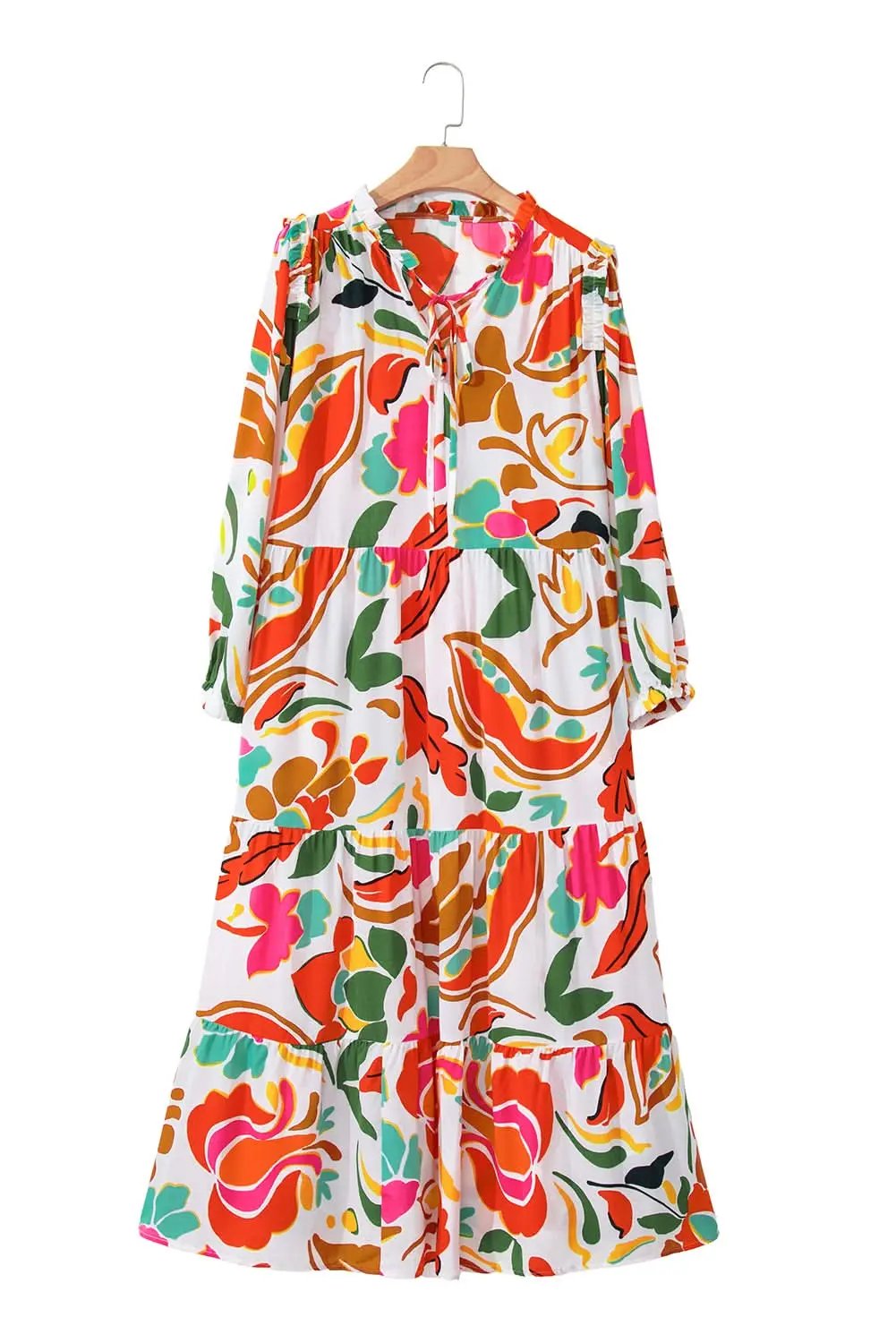 Love Salve Orange Floral Dress Women's Vacation H-Line Spring Style Lightweight