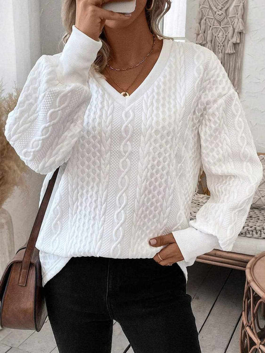 Trendsi Casual V-neck long sleeve top