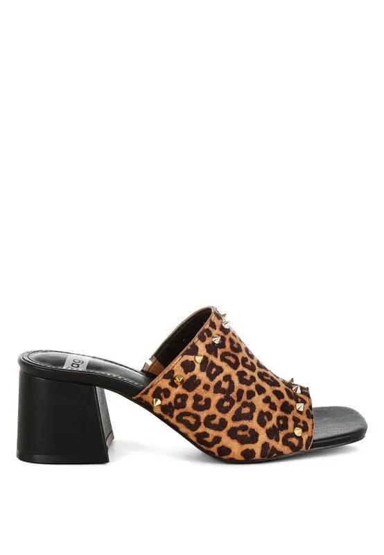 Rag Company Edama Leopard Print Studded Slip-Ons - Trendy Style Footwear - Premium Quality Product | Fast Shipping & Returns