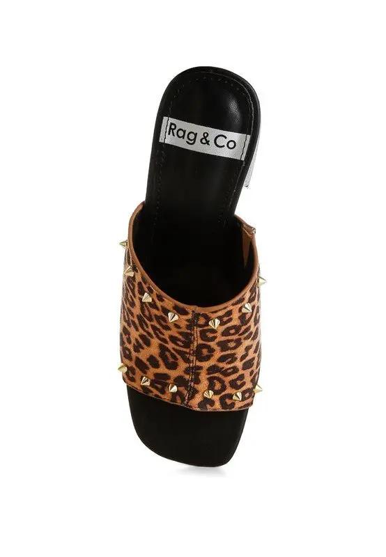 Rag Company Edama Leopard Print Studded Slip-Ons - Trendy Style Footwear - Premium Quality Product | Fast Shipping & Returns