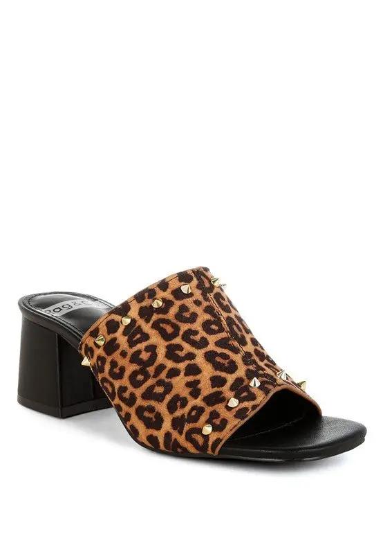 Rag Company Edama Leopard Print Studded Slip-Ons - Trendy Style Footwear - Premium Quality Product | Fast Shipping & Returns