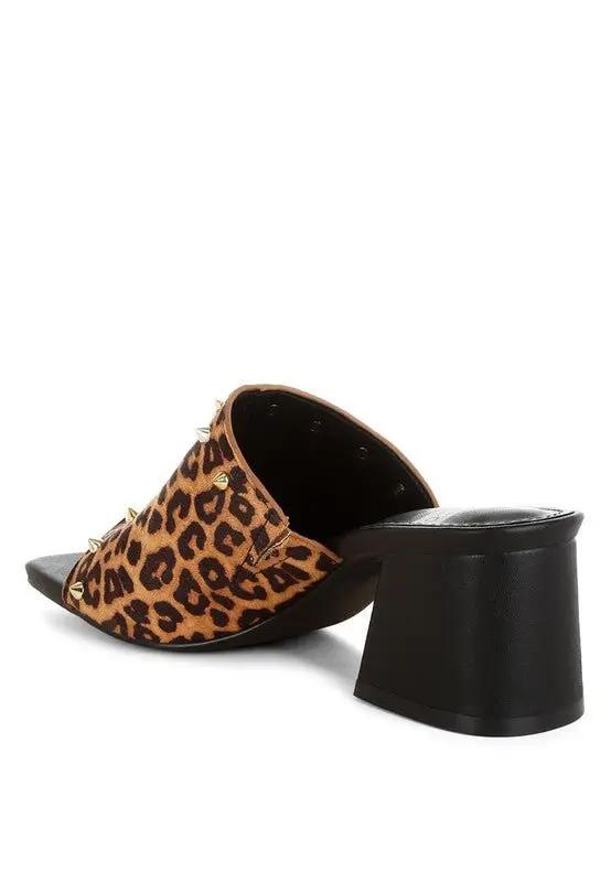 Rag Company Edama Leopard Print Studded Slip-Ons - Trendy Style Footwear - Premium Quality Product | Fast Shipping & Returns