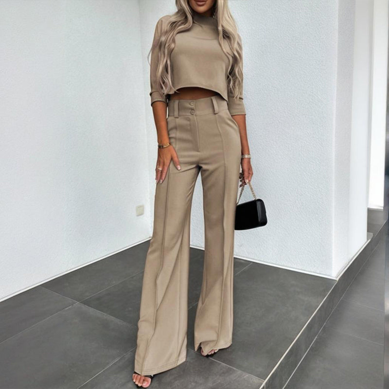 Women's Elegant Solid Color Half Sleeve Short Top