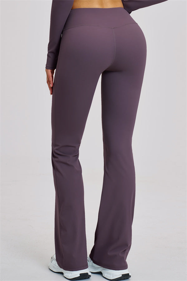 The Zestful Long Sleeve Crop Top Flared Leggings 2-Piece Set