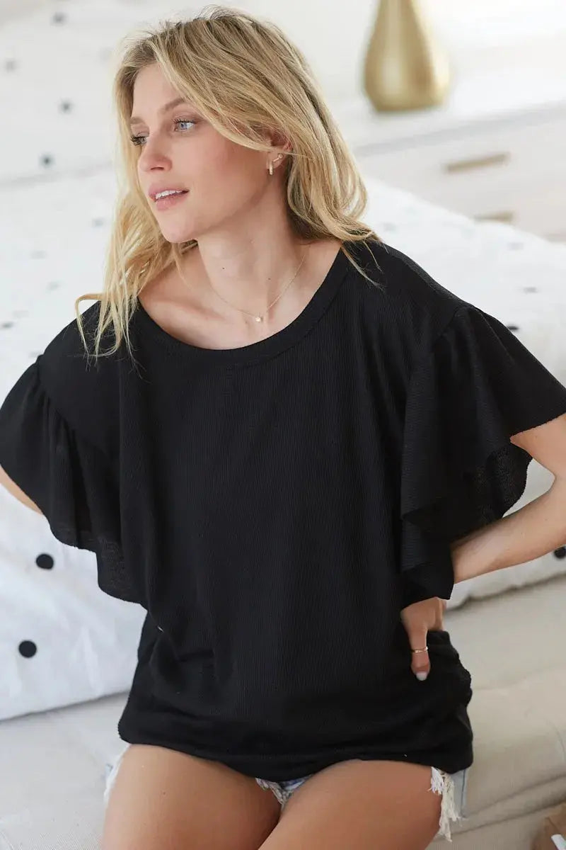 Thermal Top - Knit Ruffle Sleeve - Women's