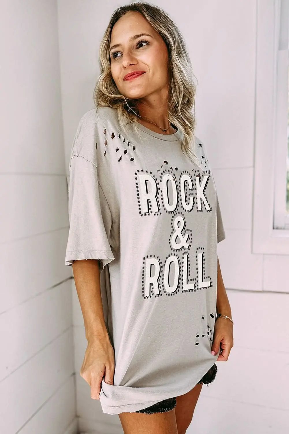 T-Shirt - Gray Rock Music Lovers - Distressed Vintage Style