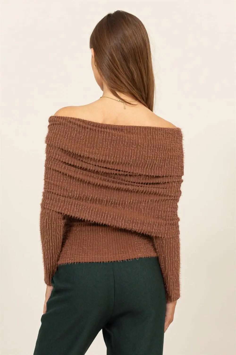 Trendsi Hyfve fuzzy off-shoulder top