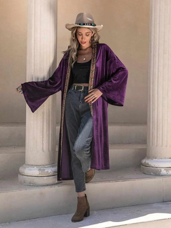Trendsi Embroidered Cardigan Women's Open Front Long Sleeve Stylish Layering