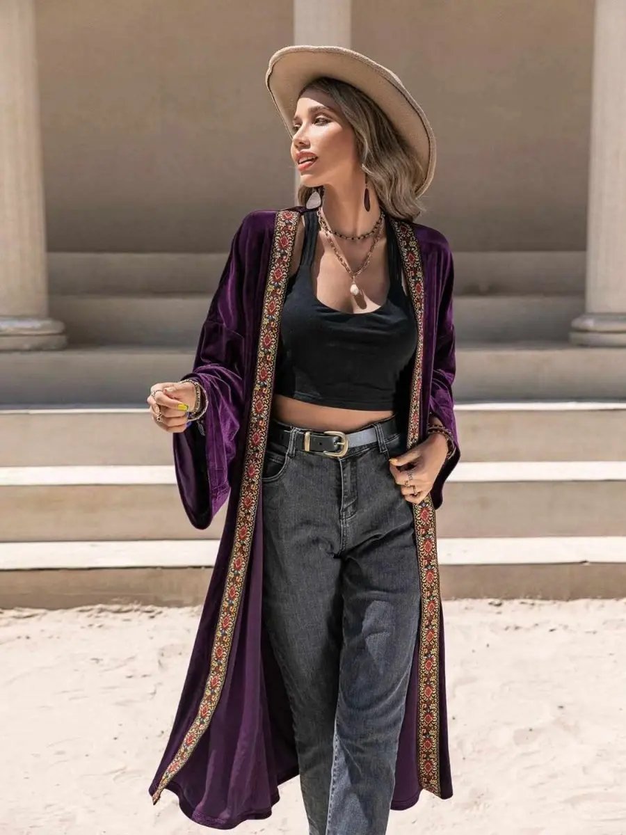 Trendsi Embroidered Cardigan Women's Open Front Long Sleeve Stylish Layering