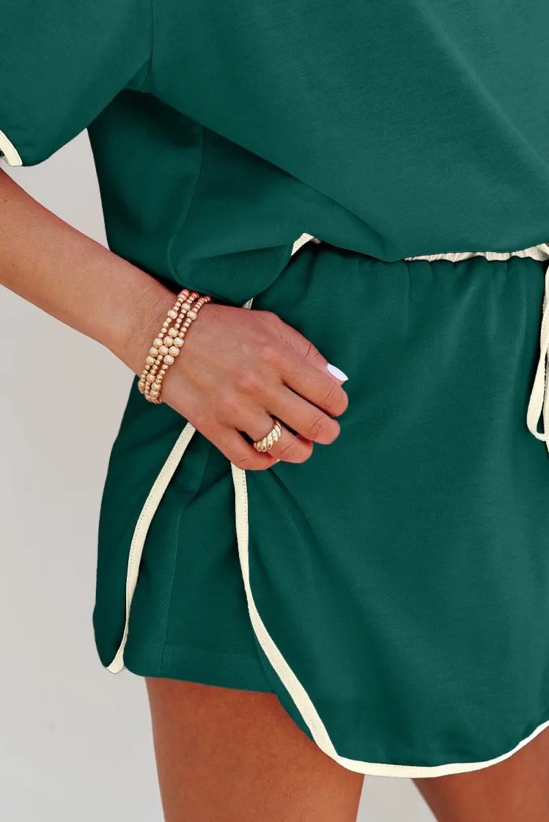 Love Salve Colorblock Set Women's Daily Wear T-Shirt & Skort Casual Summer Outfit