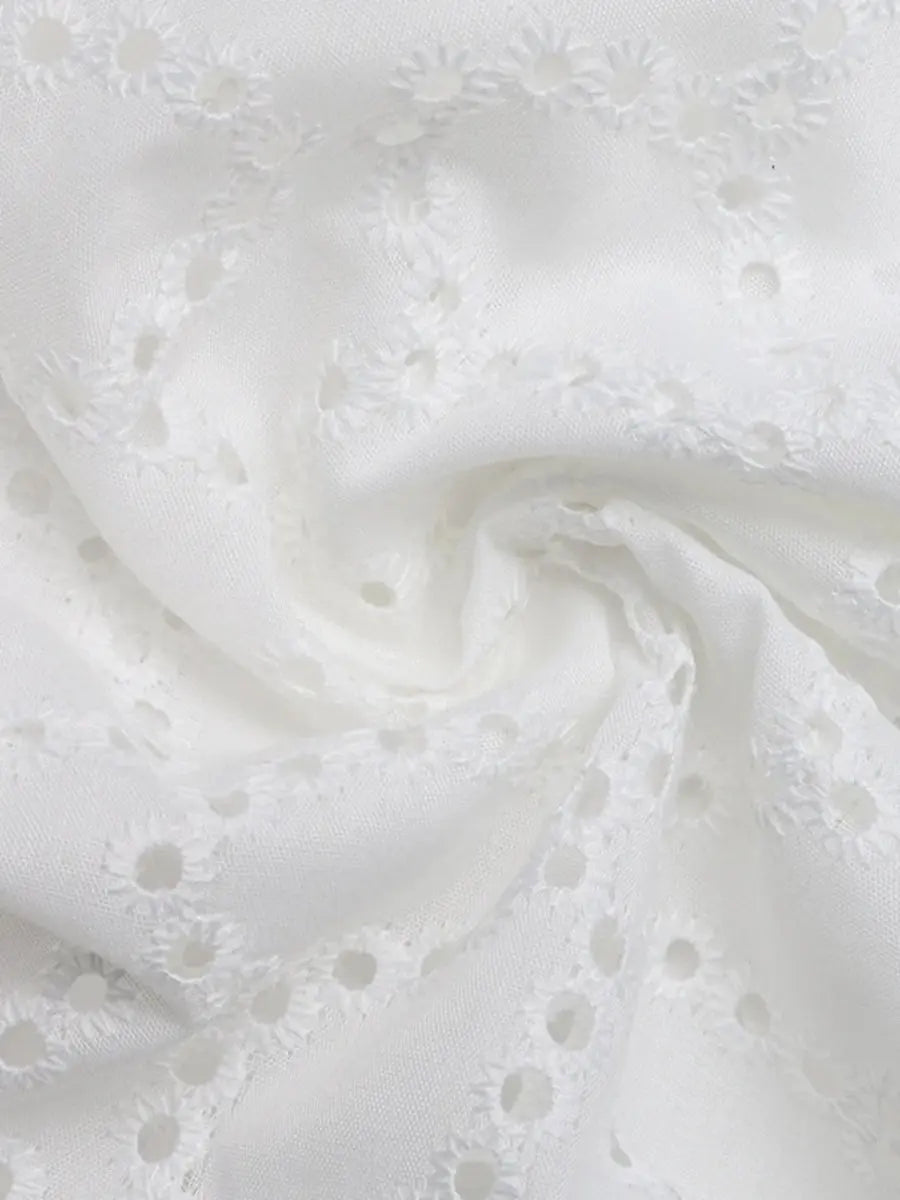 Women's Blouse - Eyelet Off-Shoulder Cutout - Cute Top