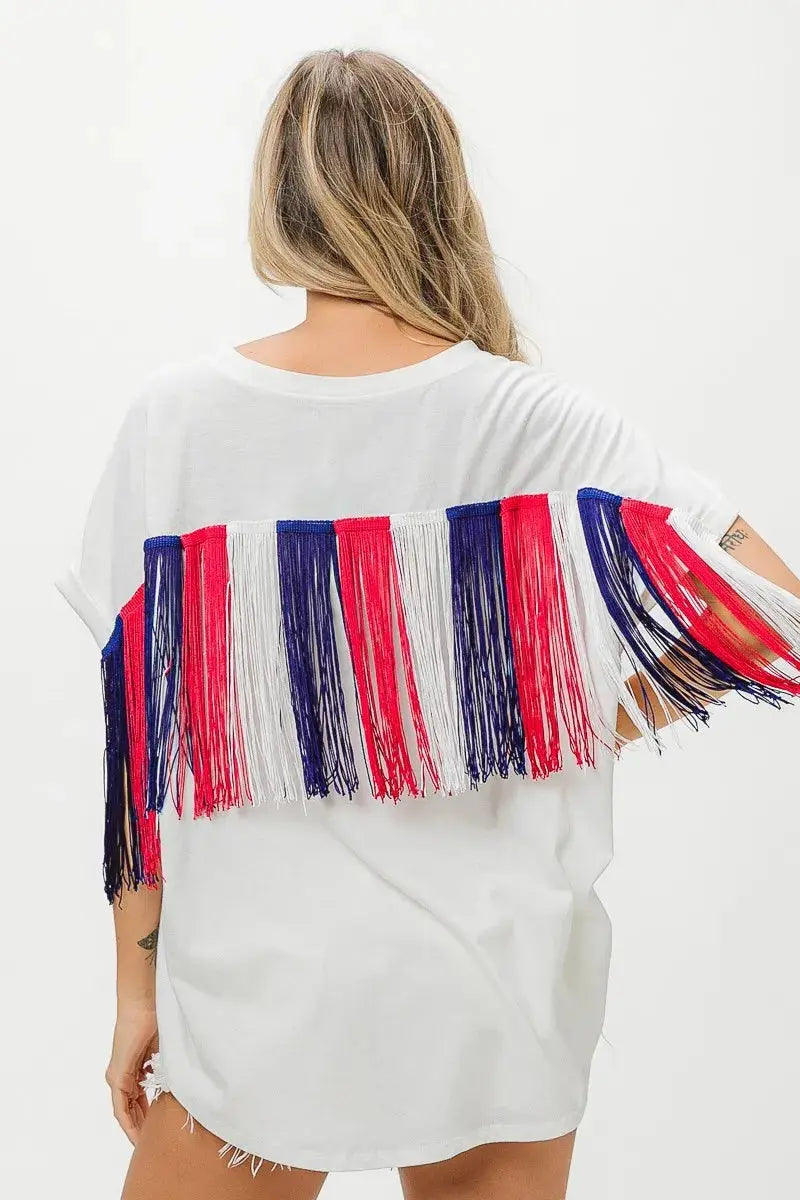 Women's T-Shirt - Sequin Flag - Patriotic USA