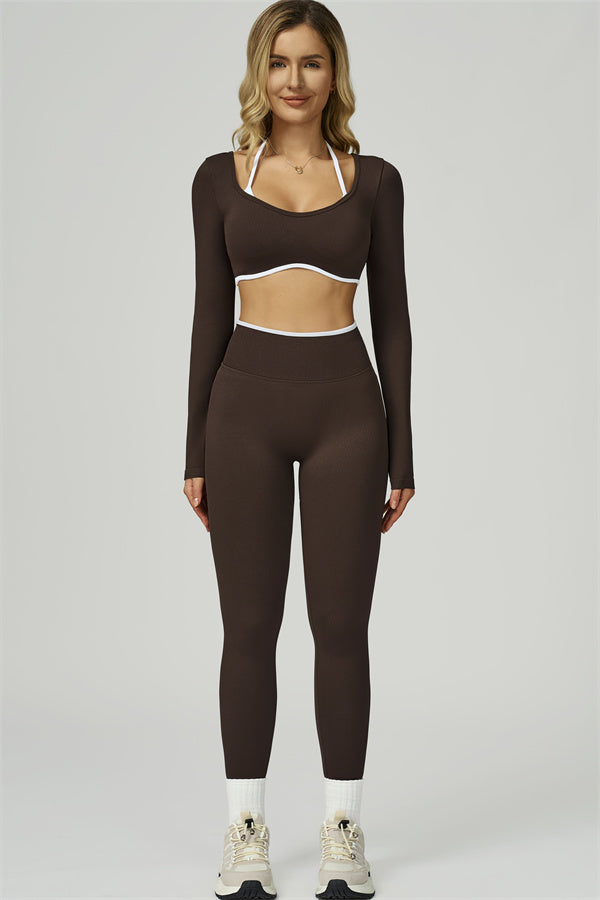 The Prime Line Long Sleeve Crop Top Leggings 2-Piece Set