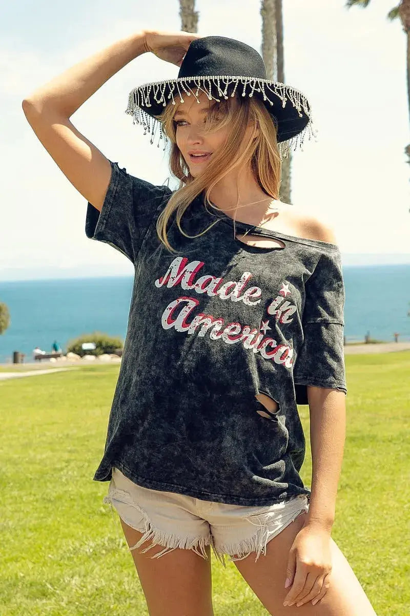 Graphic Tee - Soft Mineral Wash USA Made - America Print