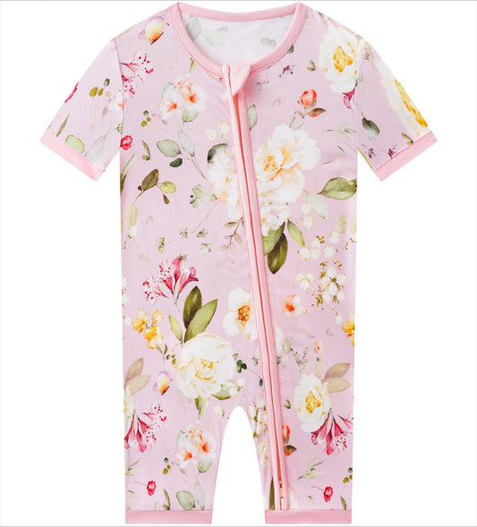 Posh TOT Rose Meadow Bamboo Shorty Romper