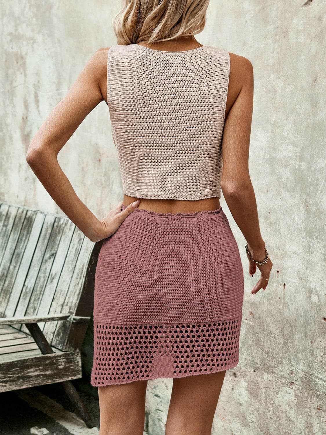 Trendsi Chic sleeveless top & drawstring skirt set