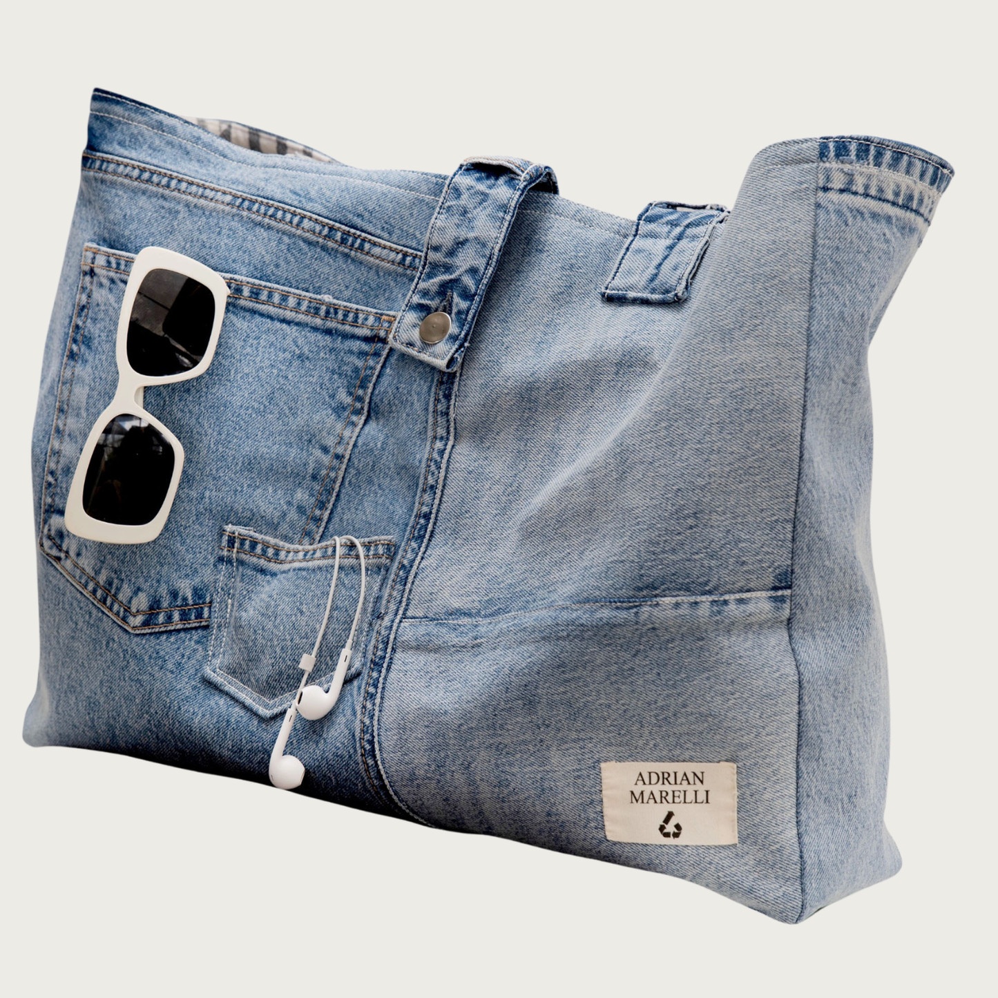 Brooklyn Heritage Tote / Recycled Denim White