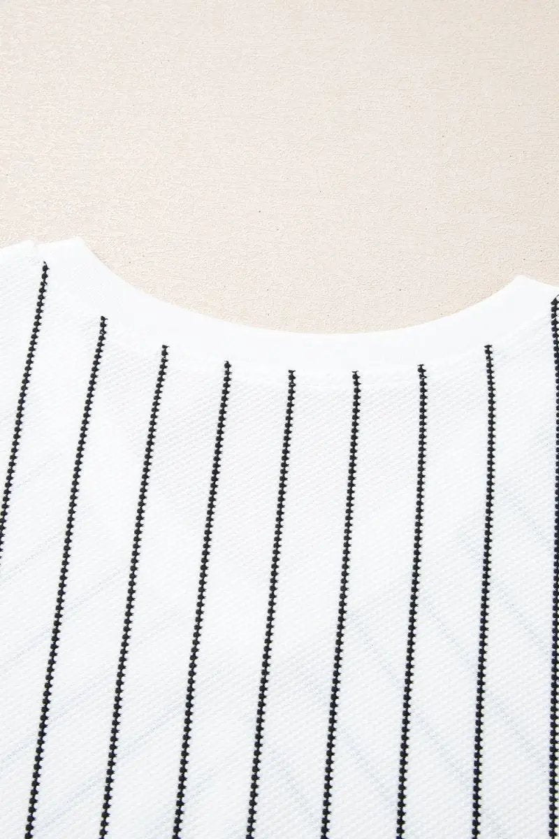 Trendsi Striped V-Neck Blouse Women's Fashion Long Sleeve Top - Chic & Comfort Fit