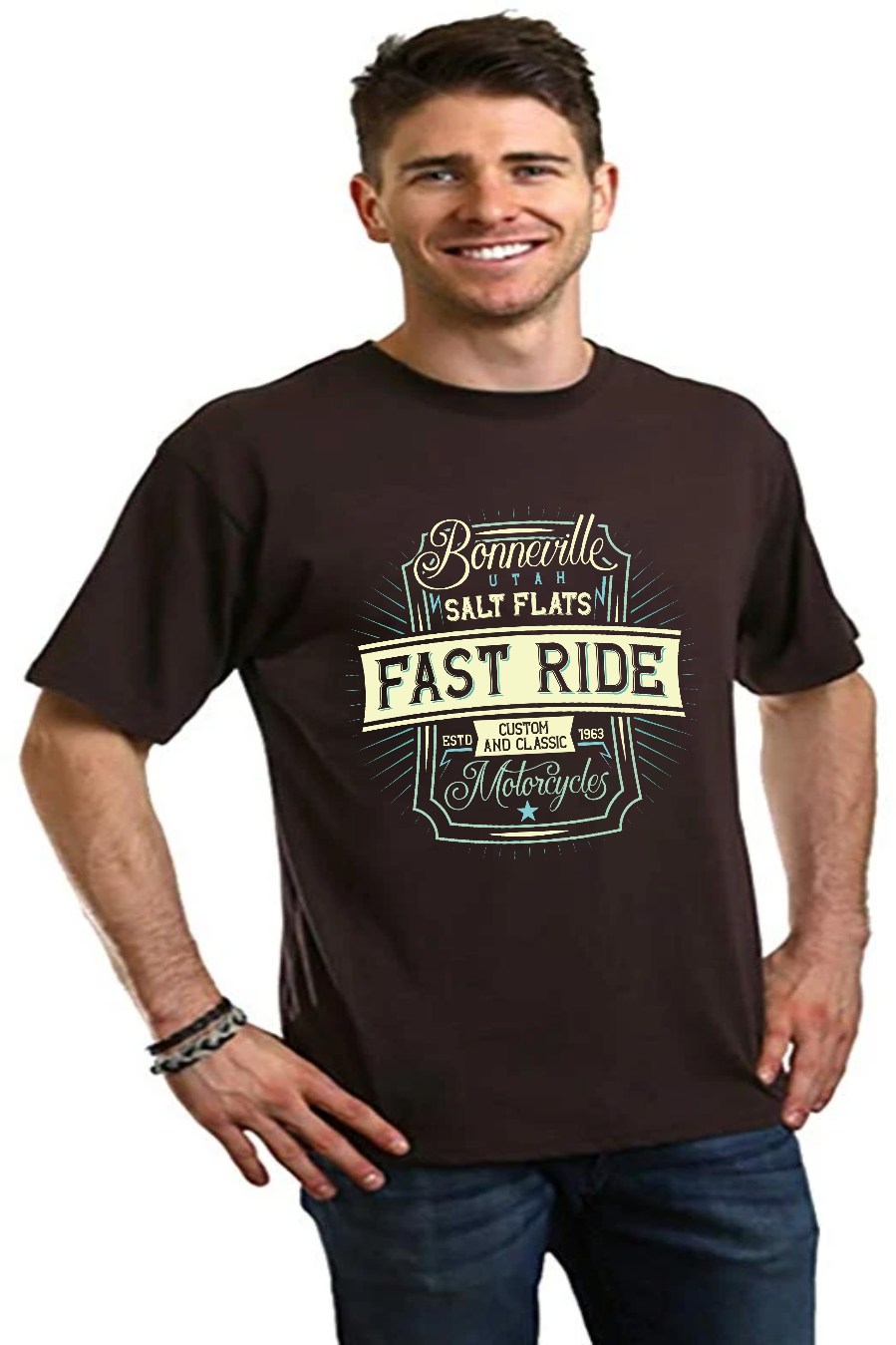 Fast Ride Men's Bamboo Viscose/Organic Cotton Short Sleeve Graphic T-Shirt