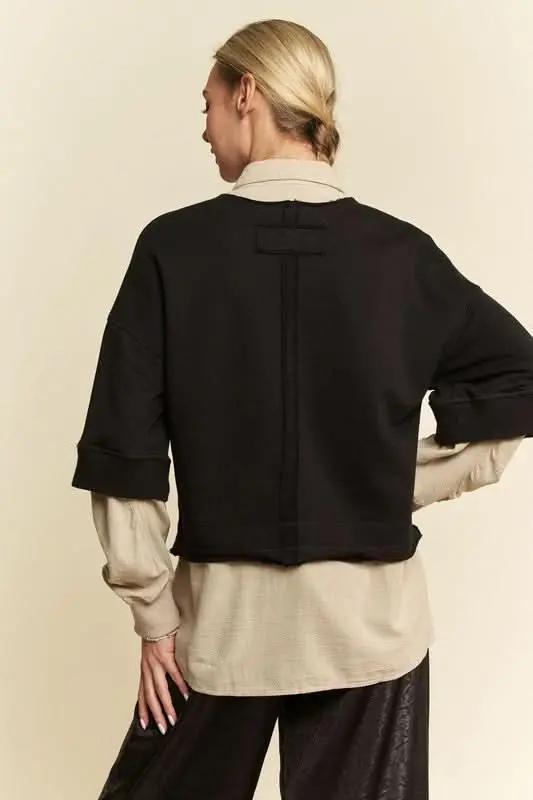 Trendsi Faux Layered Top Women's Casual French Terry Shirt - Comfy & USA Ship