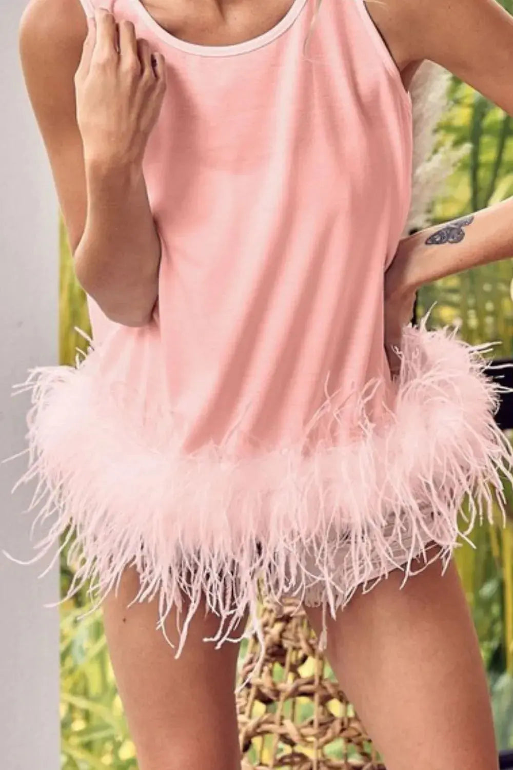 Tank Top - French Terry Back Tie - Soft & Stylish