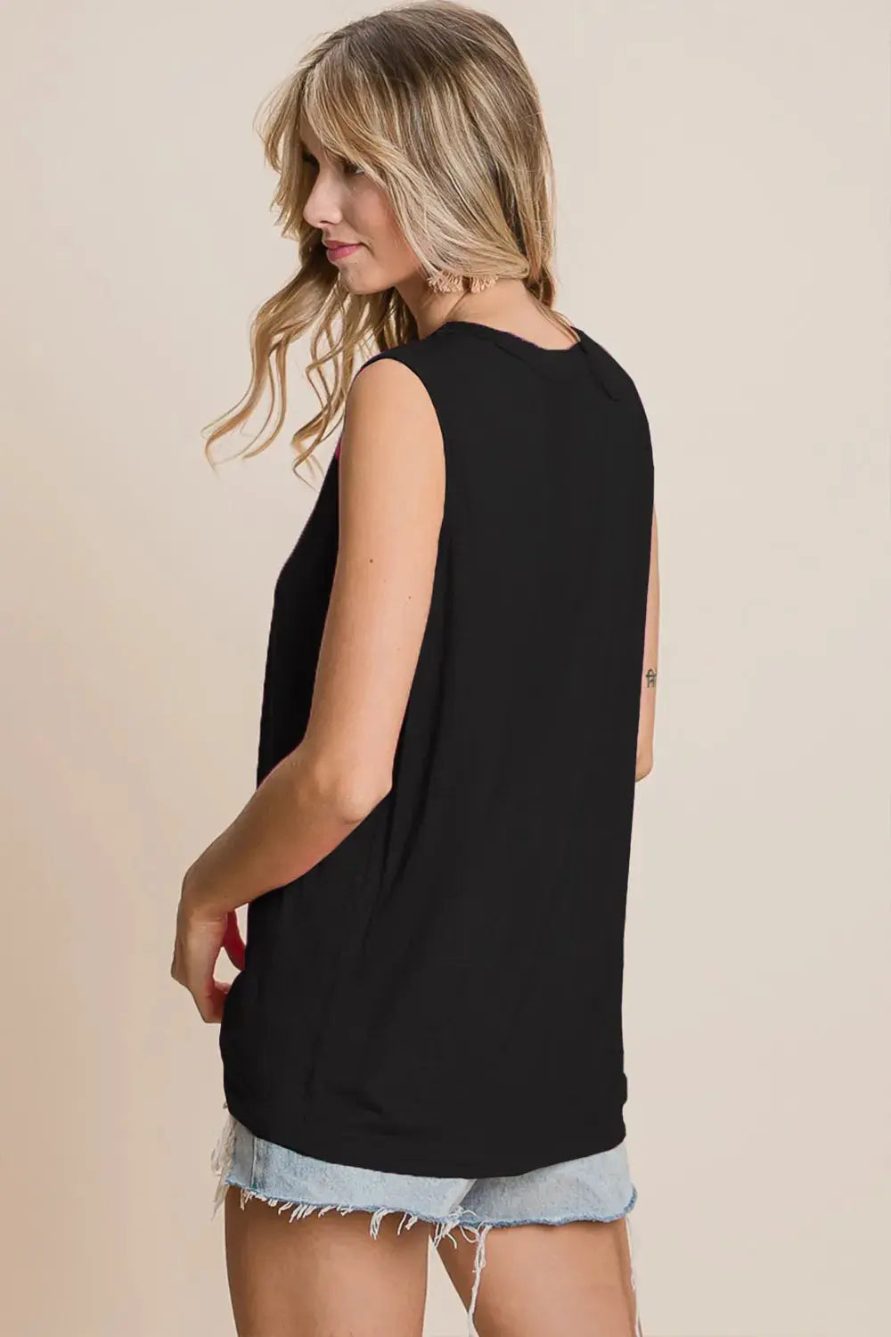 Tank Top - Cutout Sleeveless - Casual