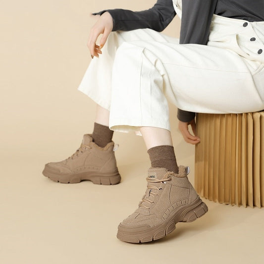 Women’s Velvet-Lined Thickened Snow Boots – Non-Slip Martin Style Winter Boots
