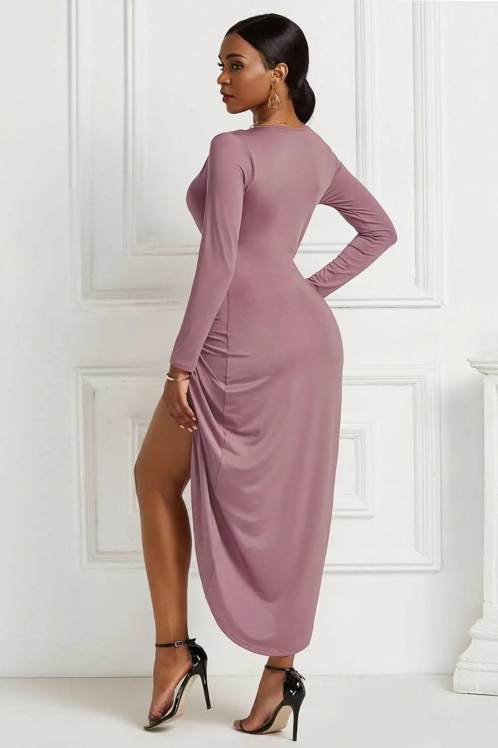 Trendsi Elegant ruched surplice dress
