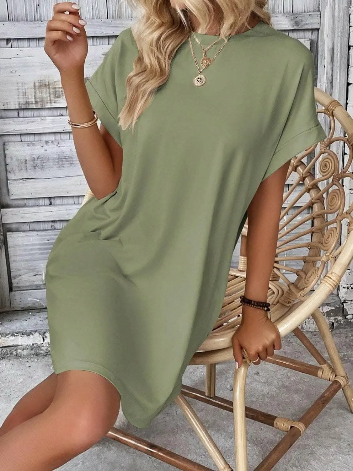 Trendsi Chic round neck mini dress