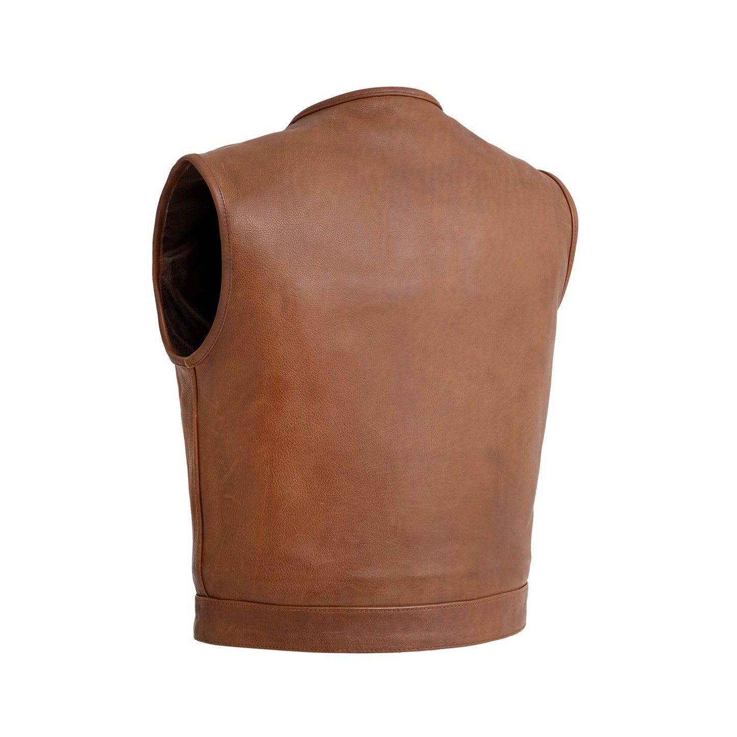 Lowside Men's Motorcycle Leather Vest Cognac