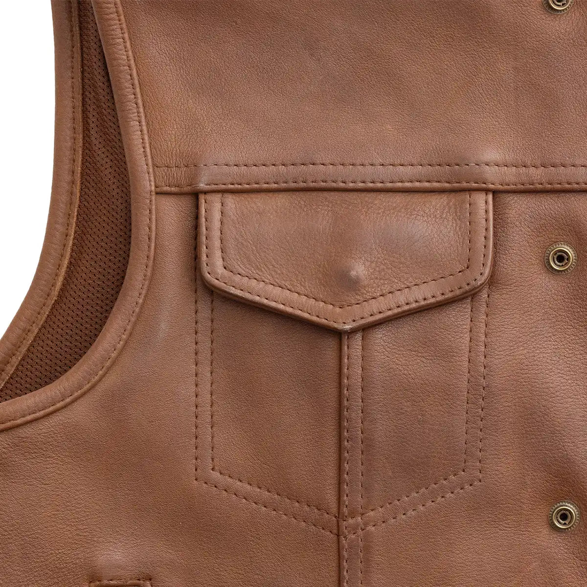 Lowside Men's Motorcycle Leather Vest Cognac