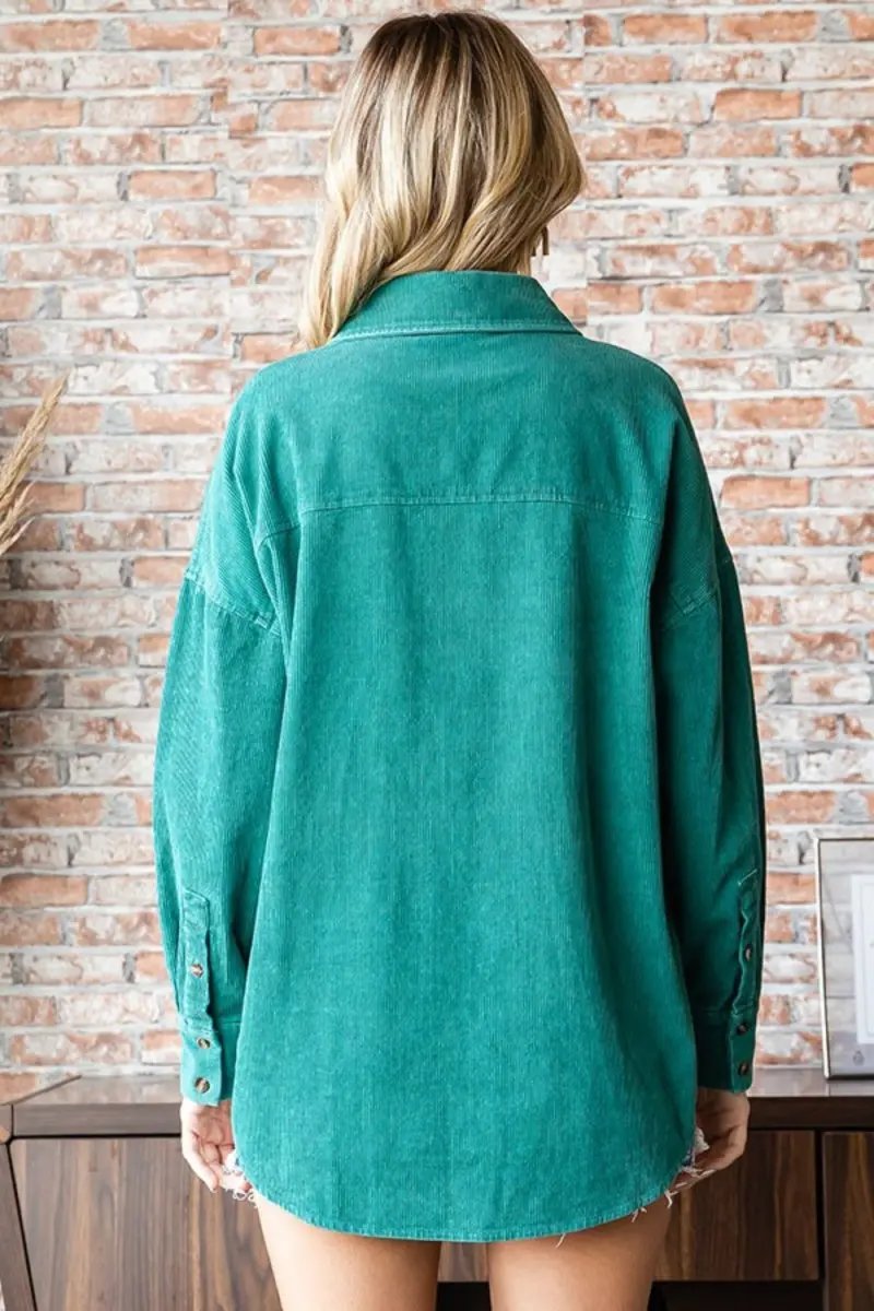 Trendsi Corduroy Shirt Women's Casual Button Down Top Soft & Comfy