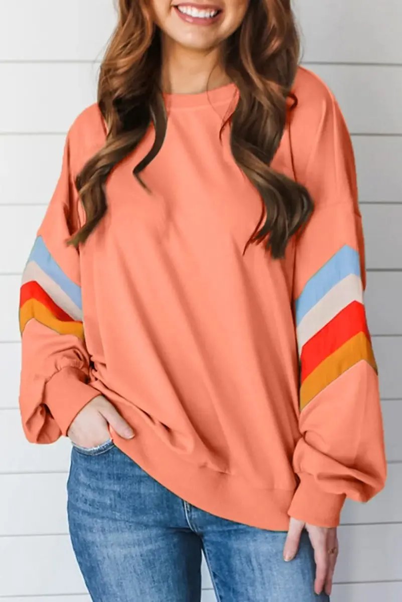 Love Salve Rainbow Sweatshirt Women's Daily Wear Crew Neck Pullover Comfy Casual Top