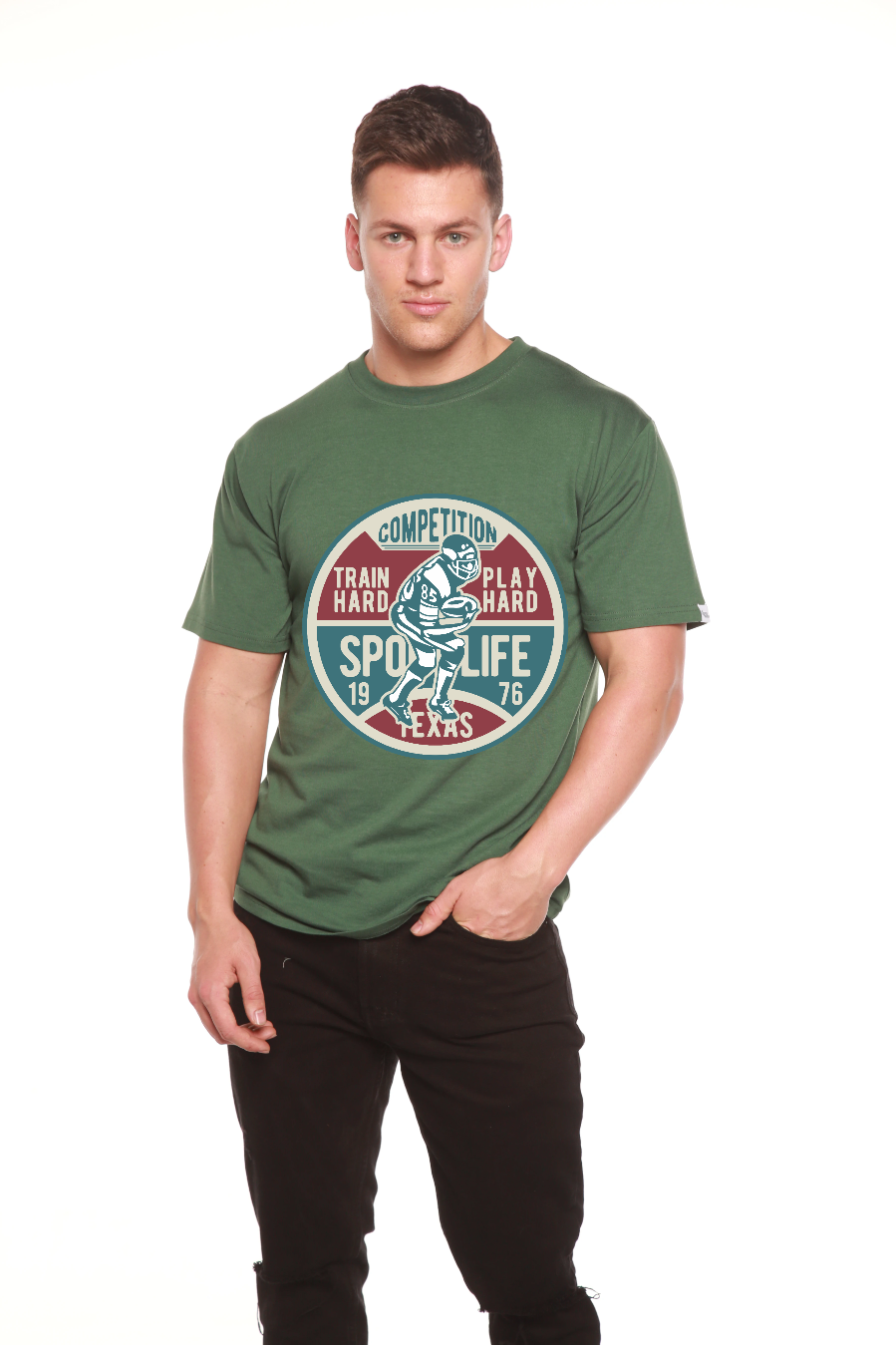 Football Competition Men's Bamboo Viscose/Organic Cotton Short Sleeve Graphic T-Shirt
