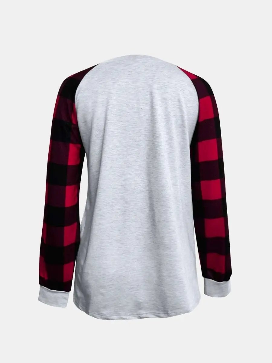 Women's Long Sleeve T-Shirt - Plaid Graphic - Everyday Soft & Stylish