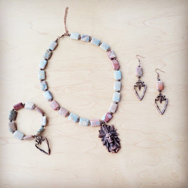Genuine AquaTerra Necklace w Copper Indian Pendant