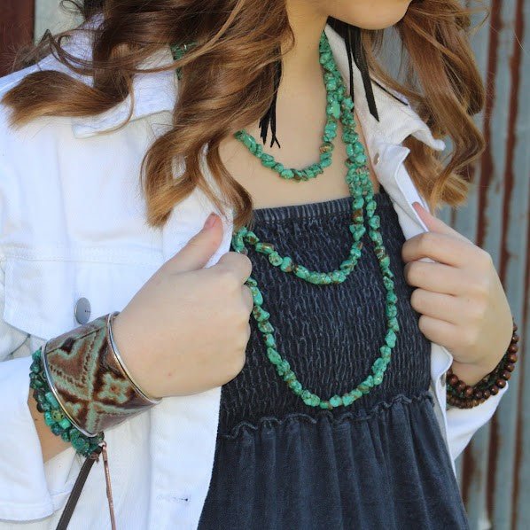 Genuine Blue Turq Triple Strand Necklace