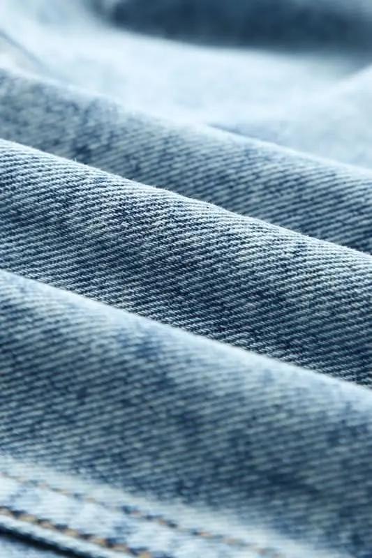 Denim Jacket - Geometric Print & Frayed Hem - Modern Chic Style