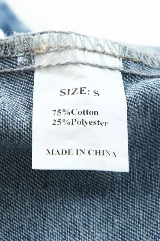 Denim Jacket - Geometric Print & Frayed Hem - Modern Chic Style