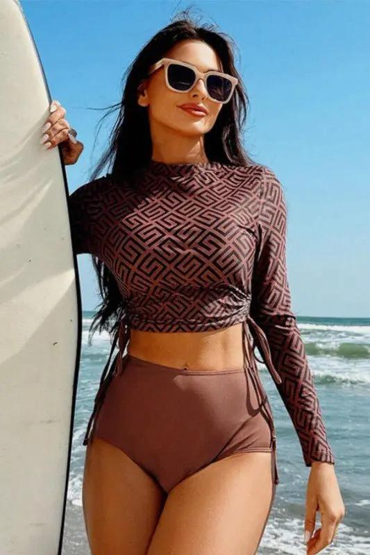 Women's Swimsuit - Geometric Ruched - Comfortable Two-Piece Set