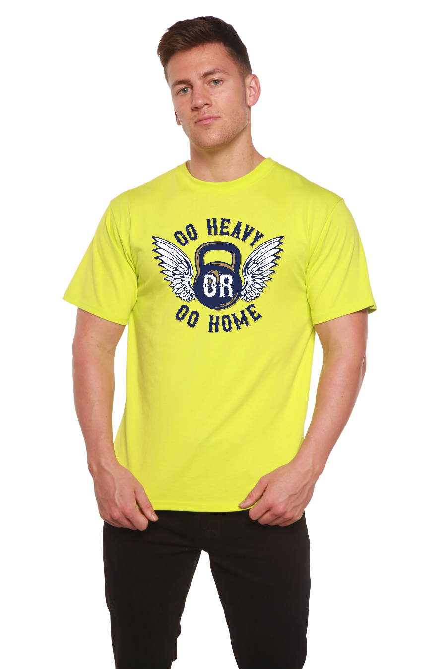 GO HEAVY Men's Bamboo Viscose/Organic Cotton Short Sleeve Graphic T-Shirt